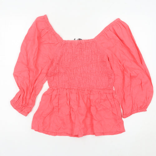 Marks and Spencer Women’s Pink Linen Off Shoulder Tunic Blouse UK 6