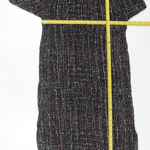 & Other Stories Women’s Black Multicolour Shirt Dress Size 4 Viscose