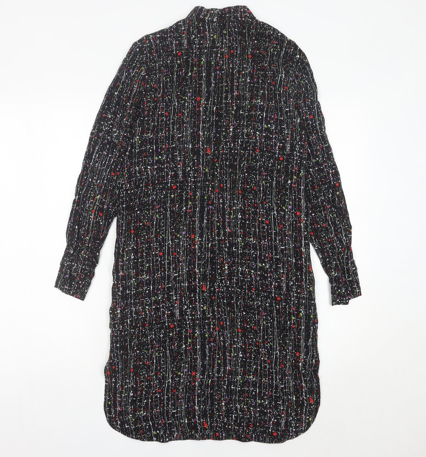& Other Stories Women’s Black Multicolour Shirt Dress Size 4 Viscose