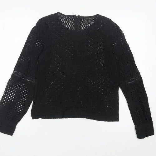 Banana Republic Womens Black Lace Blouse Size S Long Sleeve Tunic