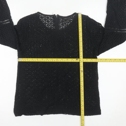 Banana Republic Womens Black Lace Blouse Size S Long Sleeve Tunic
