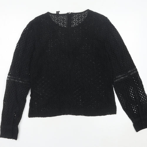 Banana Republic Womens Black Lace Blouse Size S Long Sleeve Tunic