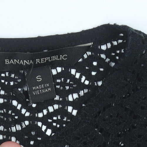 Banana Republic Womens Black Lace Blouse Size S Long Sleeve Tunic