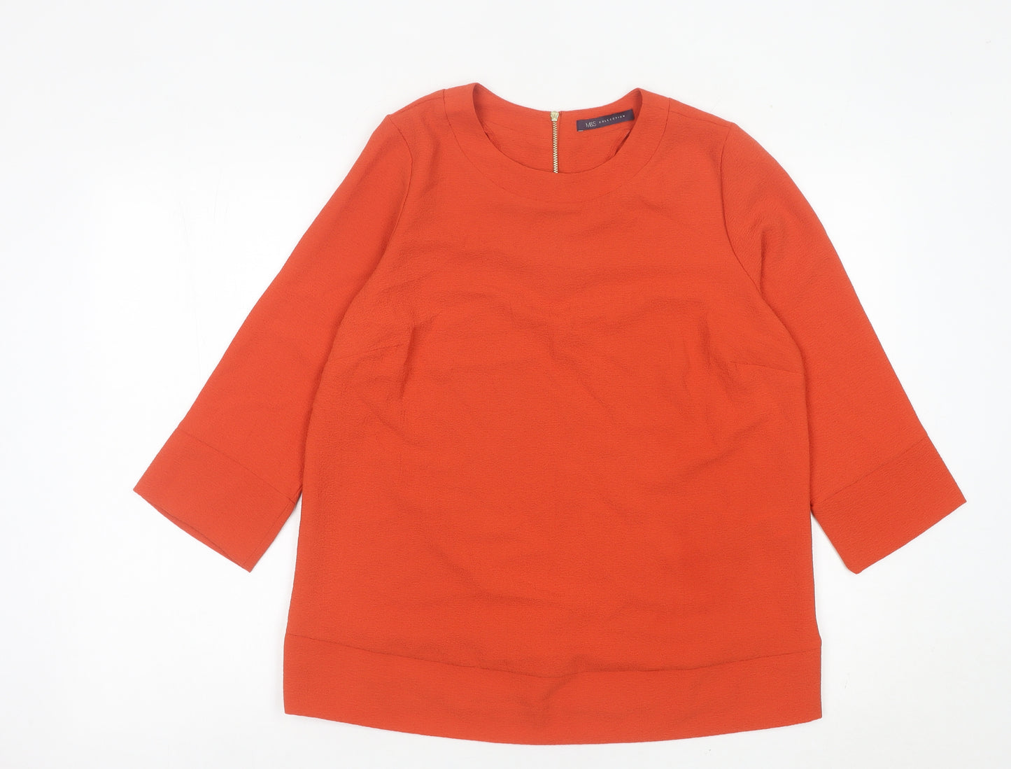 Marks and Spencer Women’s Orange Size 12 Blouse 3/4 Sleeve Crew Neck