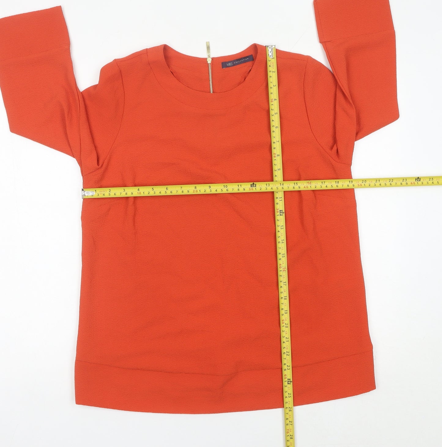 Marks and Spencer Women’s Orange Size 12 Blouse 3/4 Sleeve Crew Neck