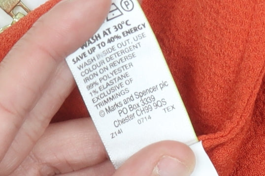 Marks and Spencer Women’s Orange Size 12 Blouse 3/4 Sleeve Crew Neck