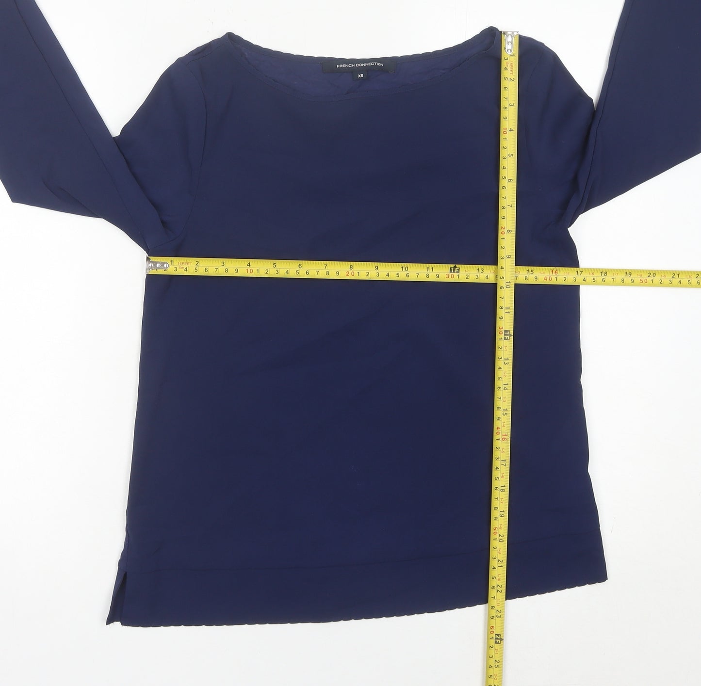 French Connection Women’s Blue XS Blouse 3/4 Sleeve Boat Neck