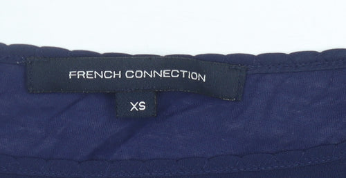 French Connection Women’s Blue XS Blouse 3/4 Sleeve Boat Neck