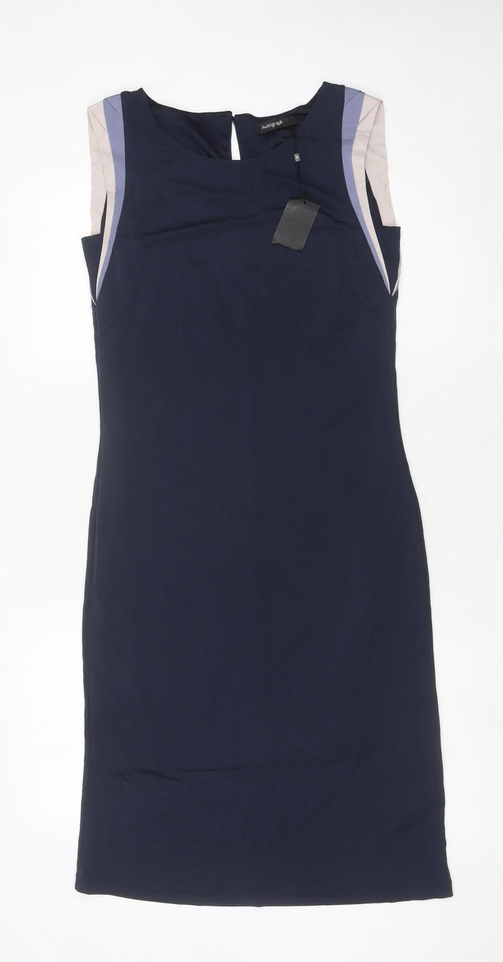 Marks and Spencer Women Blue Size 10 Sheath Dress Knee Length
