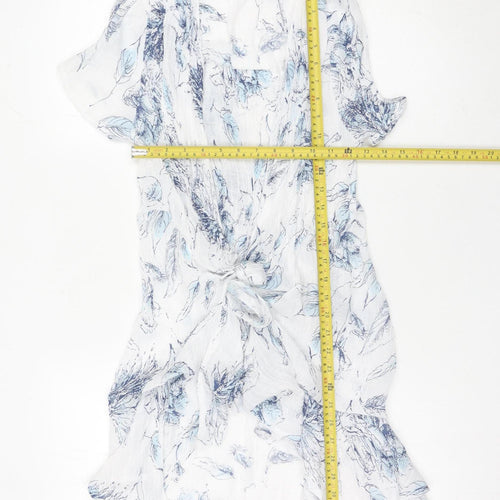 Roman Women’s White Blue Floral Kimono Blouse Size 10