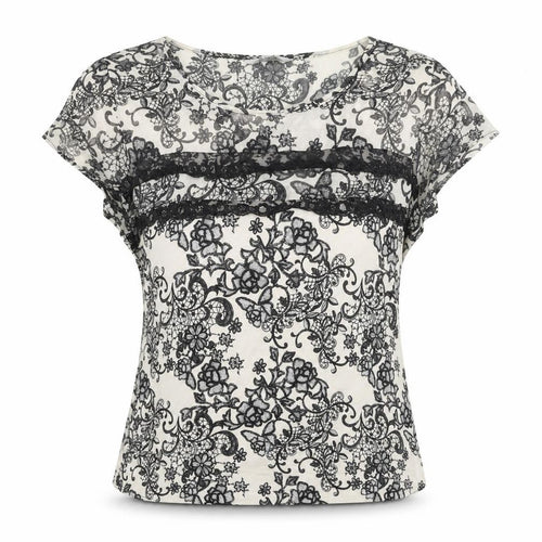 BHS Women’s Black White Lace Floral Blouse Size 10 Petite