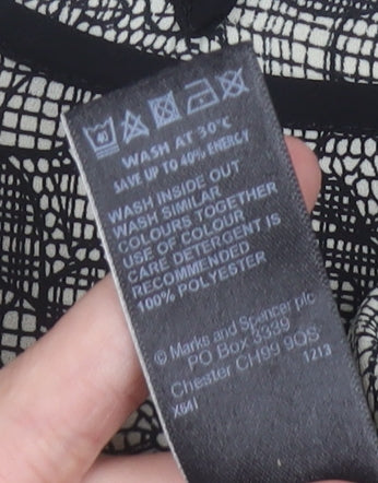 Marks and Spencer Womens Black Ivory 3/4 Sleeve Tunic Blouse UK 14