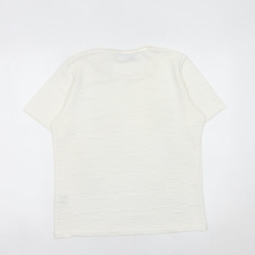 Honor Millburn Women Ivory Short Sleeve Basic T-Shirt Size S 10-12