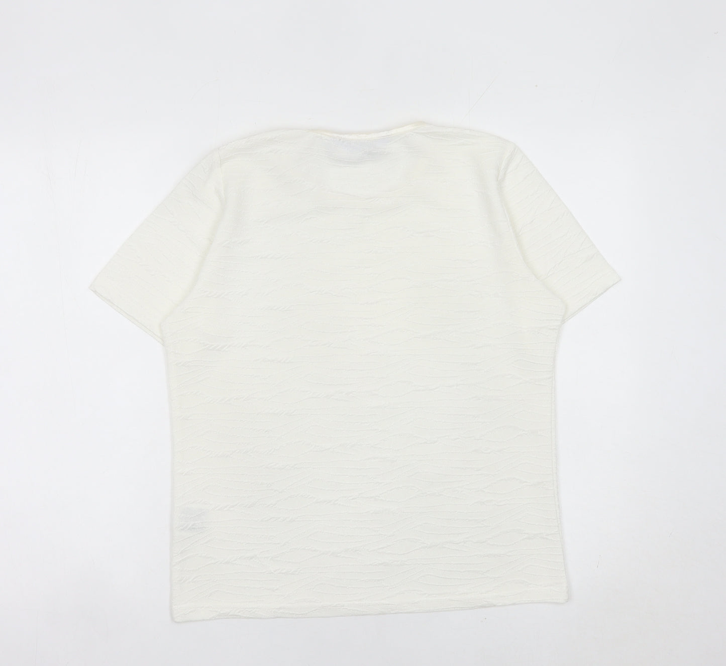 Honor Millburn Women Ivory Short Sleeve Basic T-Shirt Size S 10-12