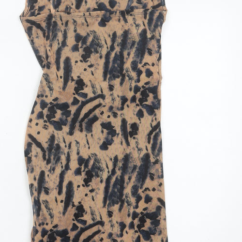 PrettyLittleThing Women’s Brown Animal Print Slip Dress Size 6