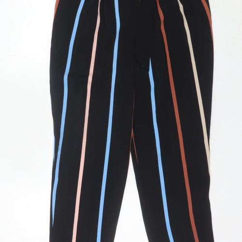 Miss Selfridge Women’s Black Striped Paperbag Trousers Size 8
