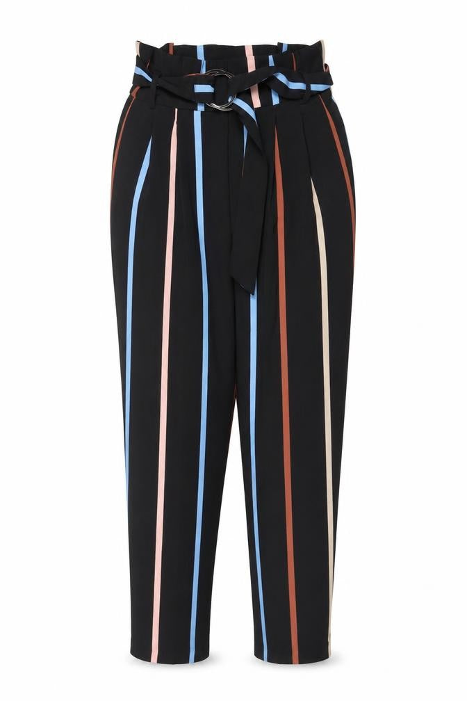 Miss Selfridge Women’s Black Striped Paperbag Trousers Size 8