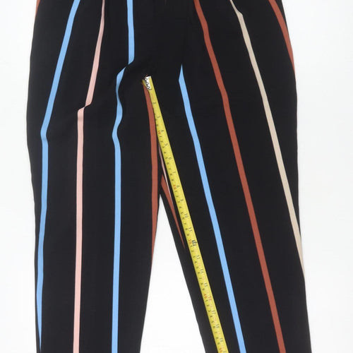 Miss Selfridge Women’s Black Striped Paperbag Trousers Size 8