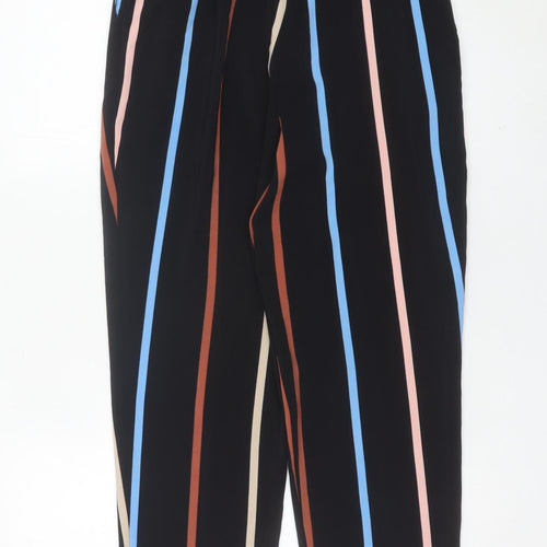 Miss Selfridge Women’s Black Striped Paperbag Trousers Size 8