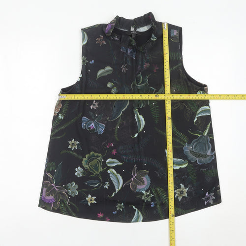 Next Women’s Black Floral Sleeveless Tunic Blouse Size 12