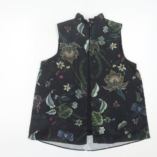 Next Women’s Black Floral Sleeveless Tunic Blouse Size 12