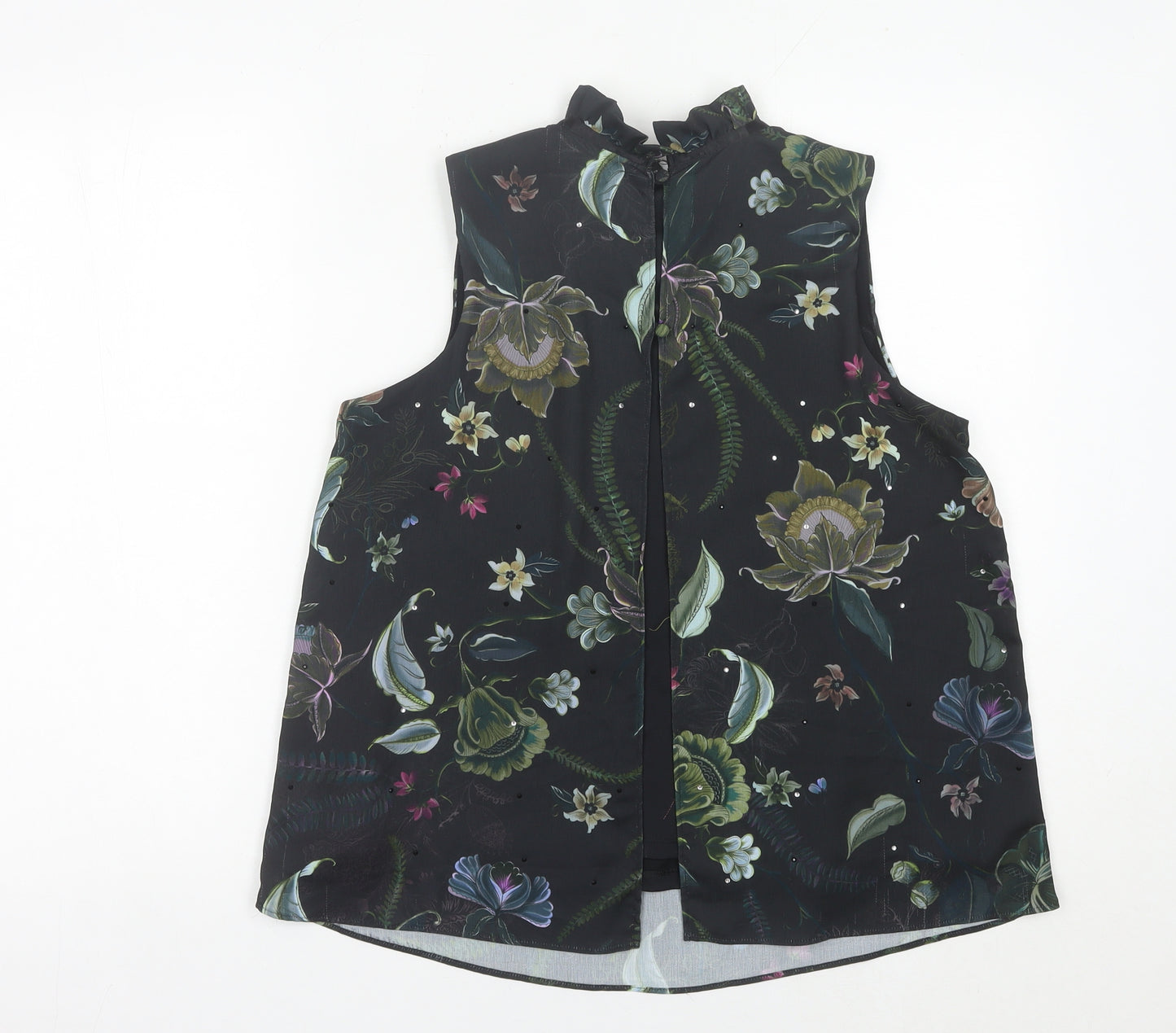 Next Women’s Black Floral Sleeveless Tunic Blouse Size 12
