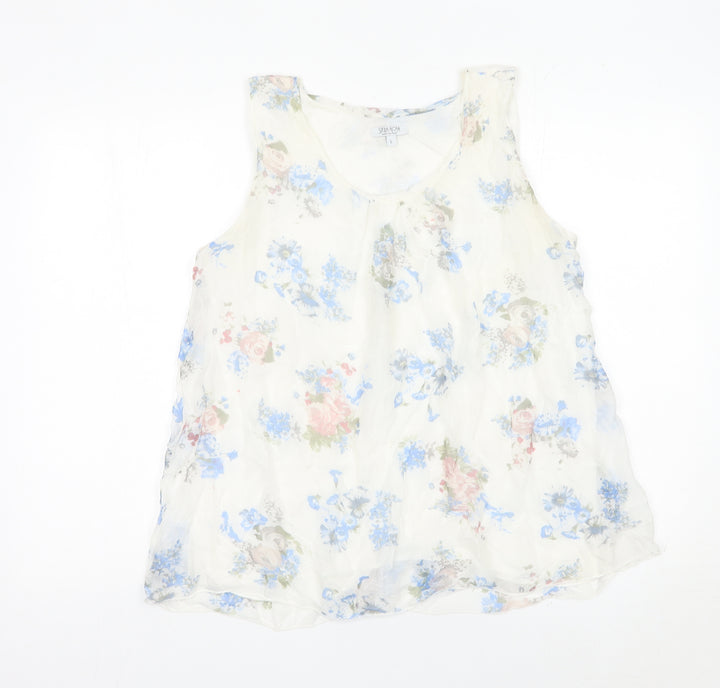 Stella Rosa Women’s Multicoloured Floral Sleeveless Tunic Blouse L Viscose Silk