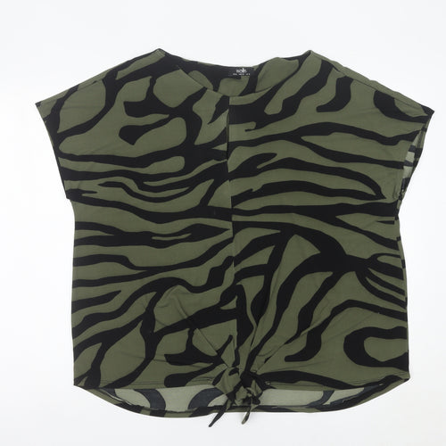 Wallis Women's Green Animal Print Tunic Blouse UK XL