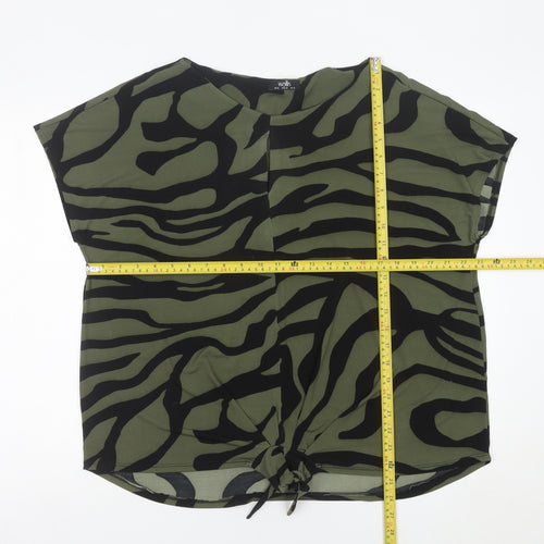 Wallis Women's Green Animal Print Tunic Blouse UK XL