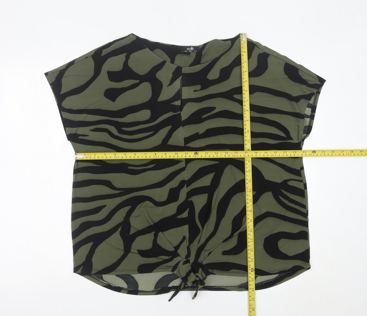 Wallis Women's Green Animal Print Tunic Blouse UK XL