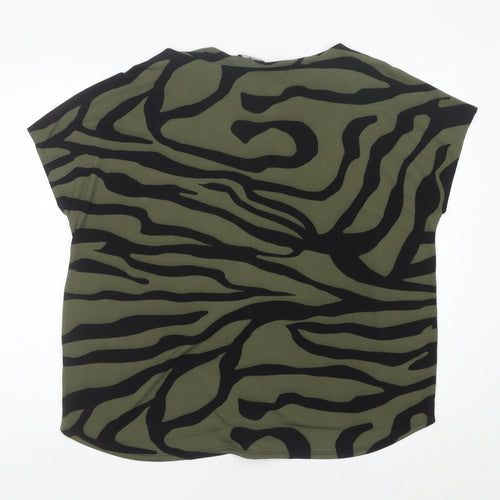 Wallis Women's Green Animal Print Tunic Blouse UK XL