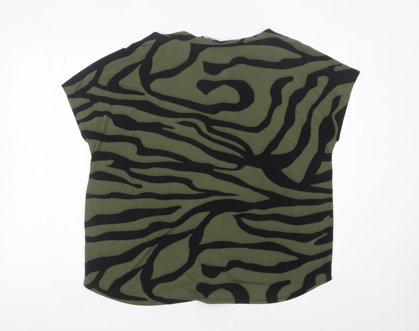 Wallis Women's Green Animal Print Tunic Blouse UK XL