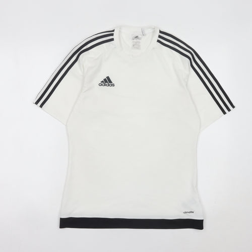 Adidas Men’s White Small Athletic Fit Short Sleeve Sports T-Shirt