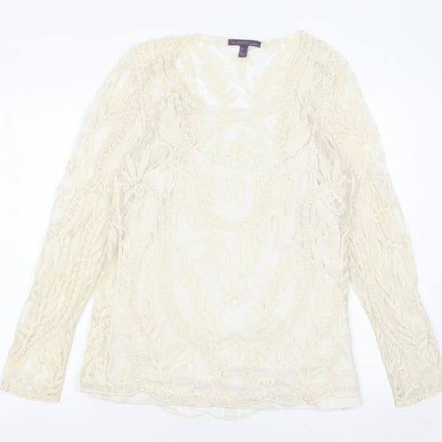 Violeta by Mango Women’s Ivory Lace Tunic Blouse Size 14