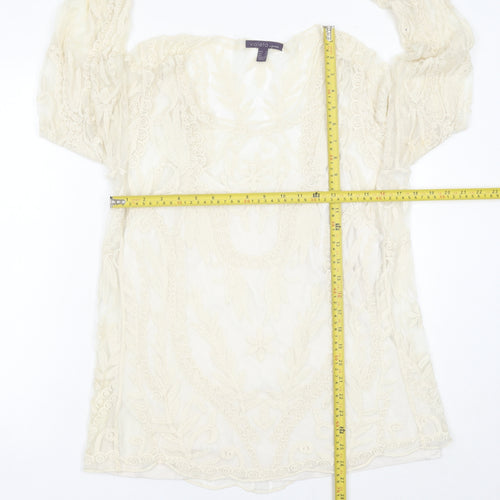 Violeta by Mango Women’s Ivory Lace Tunic Blouse Size 14