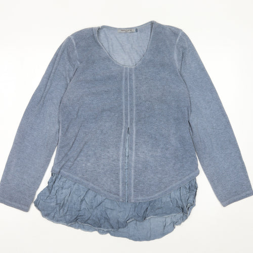 New Line Women’s Blue Scoop Neck Long Sleeve Cardigan M