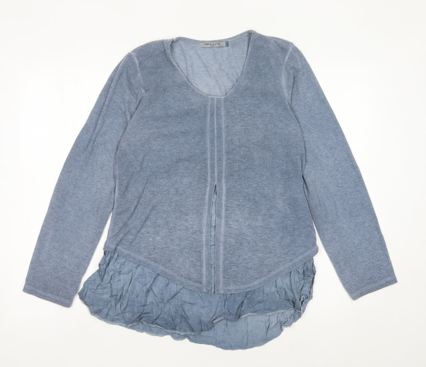 New Line Women’s Blue Scoop Neck Long Sleeve Cardigan M