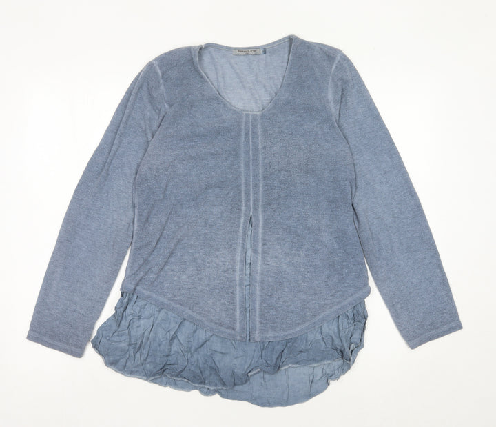 New Line Women’s Blue Scoop Neck Long Sleeve Cardigan M