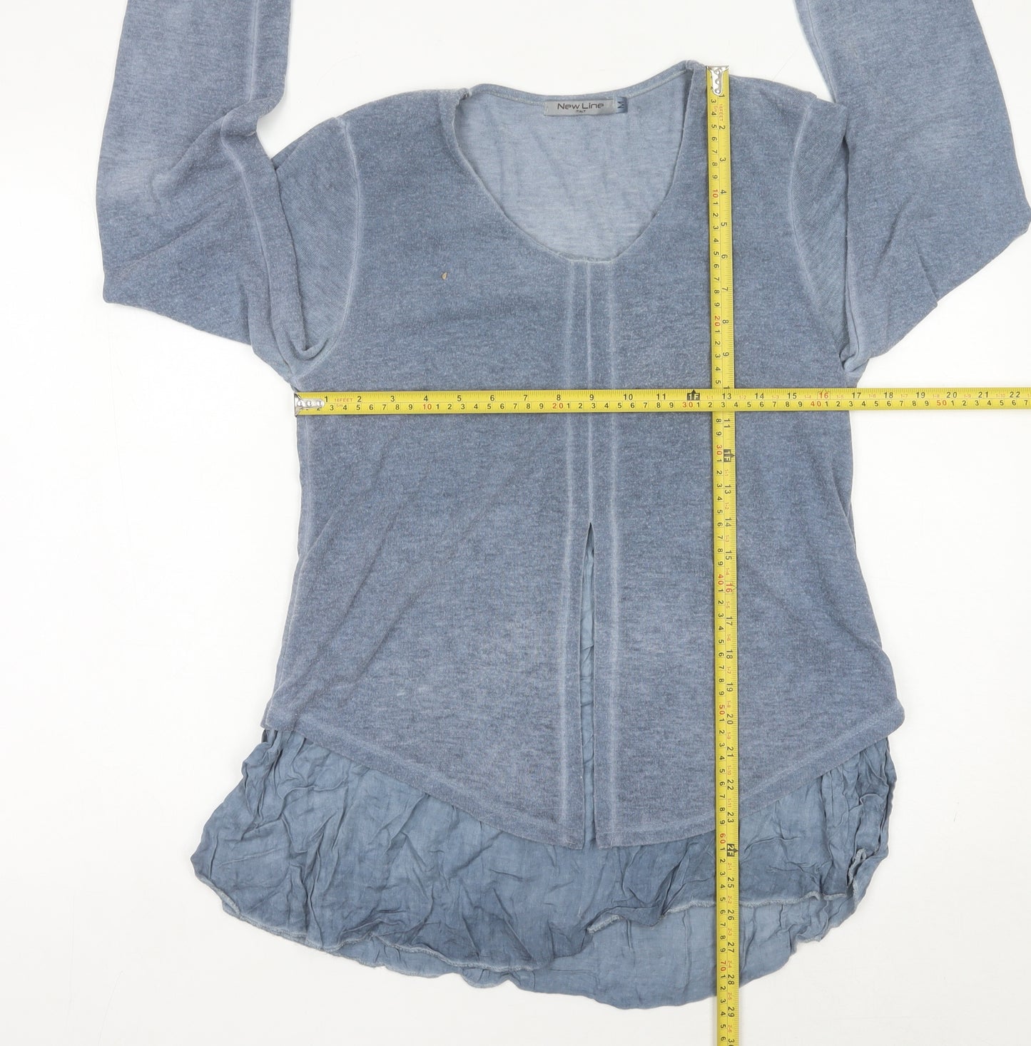 New Line Women’s Blue Scoop Neck Long Sleeve Cardigan M