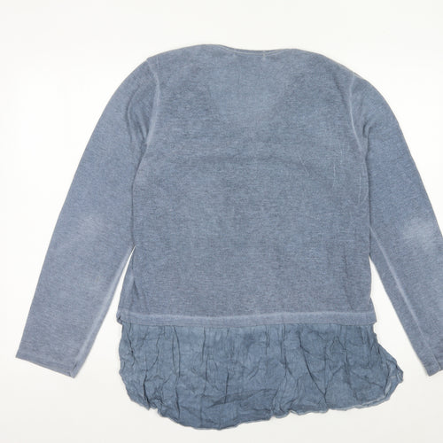 New Line Women’s Blue Scoop Neck Long Sleeve Cardigan M