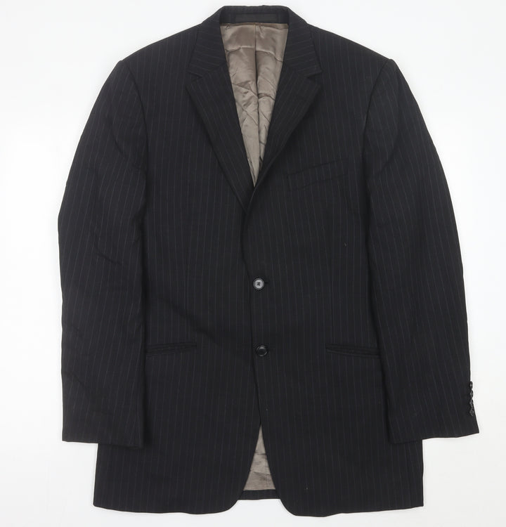 Marks and Spencer Men’s Grey Pinstripe Wool Blazer Jacket 40” Chest L