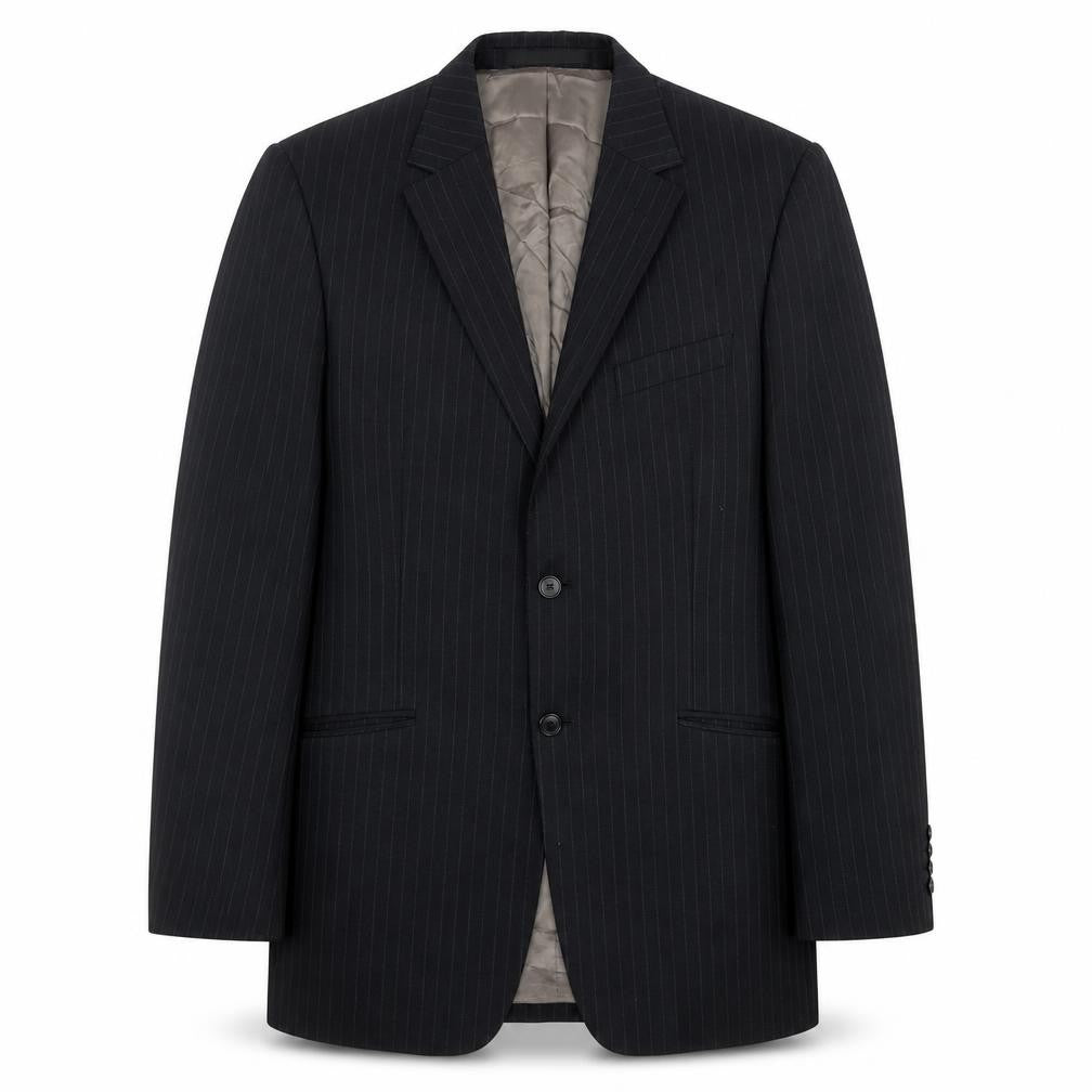 Front view of Marks & Spencer Men’s Grey Pinstripe Wool Blazer Jacket 40” Chest L