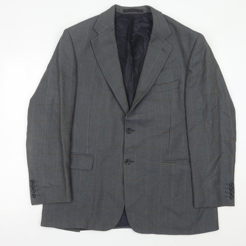 Marks and Spencer Mens Blue Checked Wool Blazer Jacket 44 M