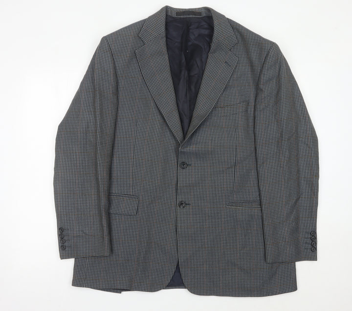 Marks and Spencer Mens Blue Checked Wool Blazer Jacket 44 M
