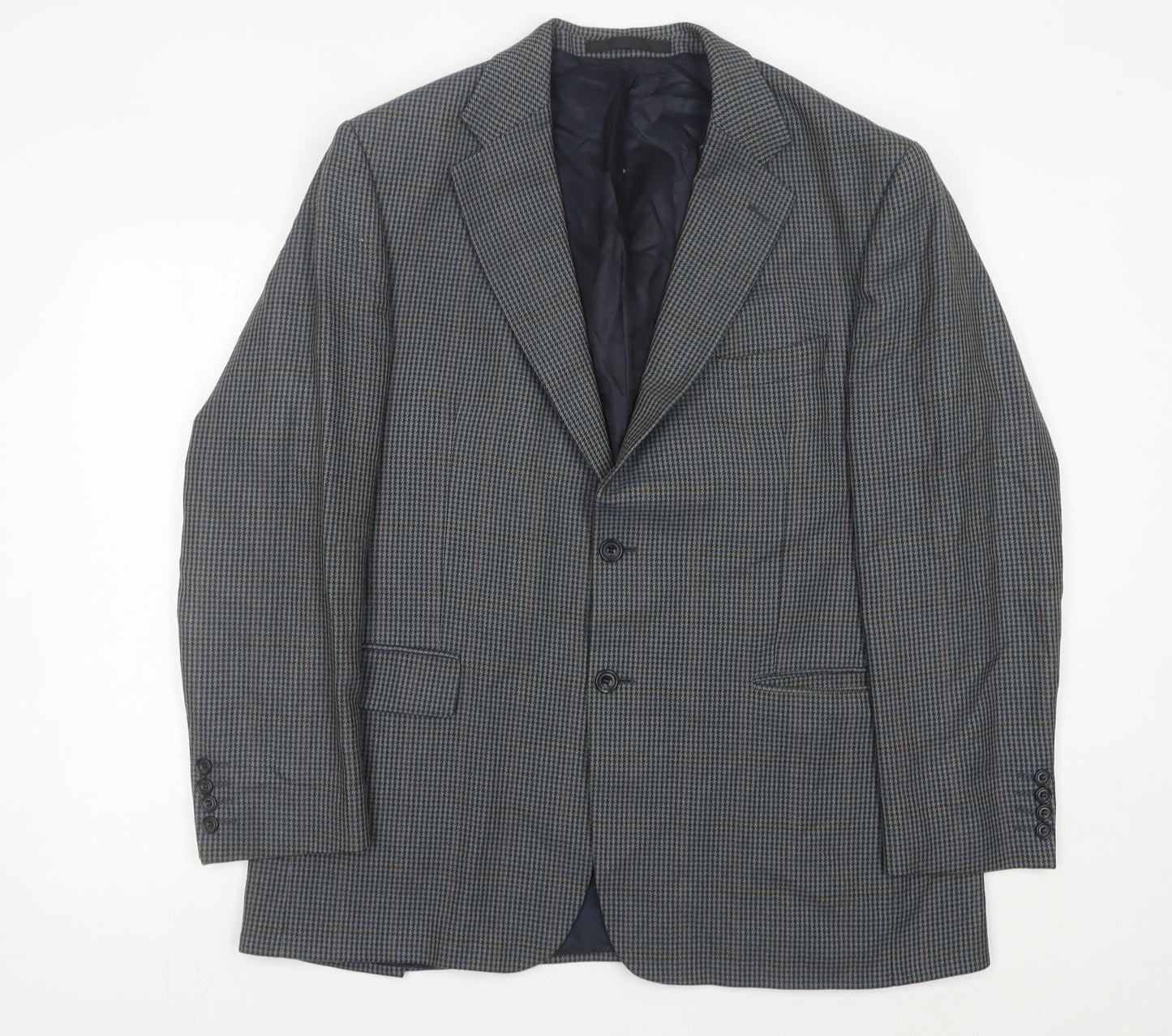 Marks and Spencer Mens Blue Checked Wool Blazer Jacket 44 M