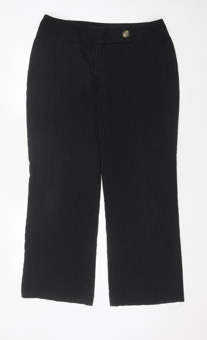 Marks and Spencer Womens Black Pinstripe Dress Pants Size 18 Regular