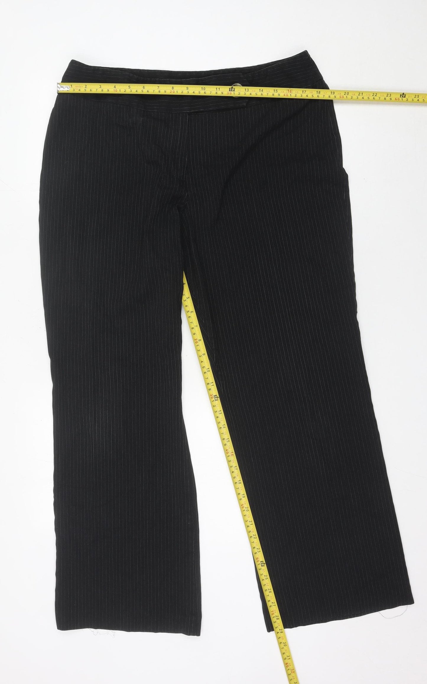 Marks and Spencer Womens Black Pinstripe Dress Pants Size 18 Regular