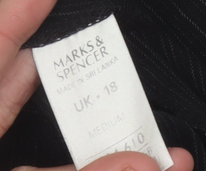 Marks and Spencer Womens Black Pinstripe Dress Pants Size 18 Regular