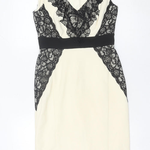Star by Julien Macdonald Women’s Black White Lace Sheath Dress Size 10
