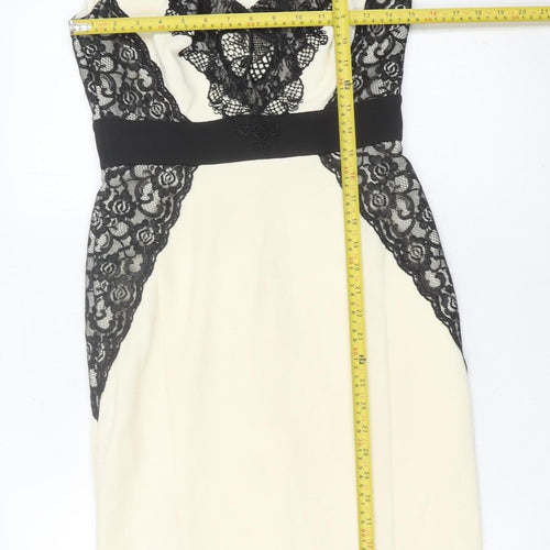 Star by Julien Macdonald Women’s Black White Lace Sheath Dress Size 10